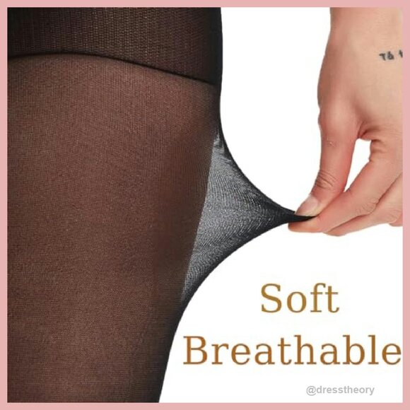 Women's 30D Sheer Control Top Tights - Reinforced Toes - 2 Pairs - Picture 5 of 8